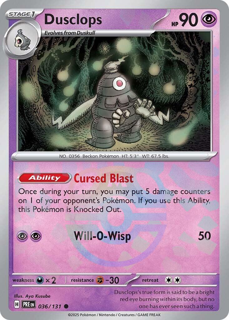 Dusclops (036/131) (Master Ball Pattern) [Scarlet & Violet: Prismatic Evolutions] | Card Merchant Takapuna