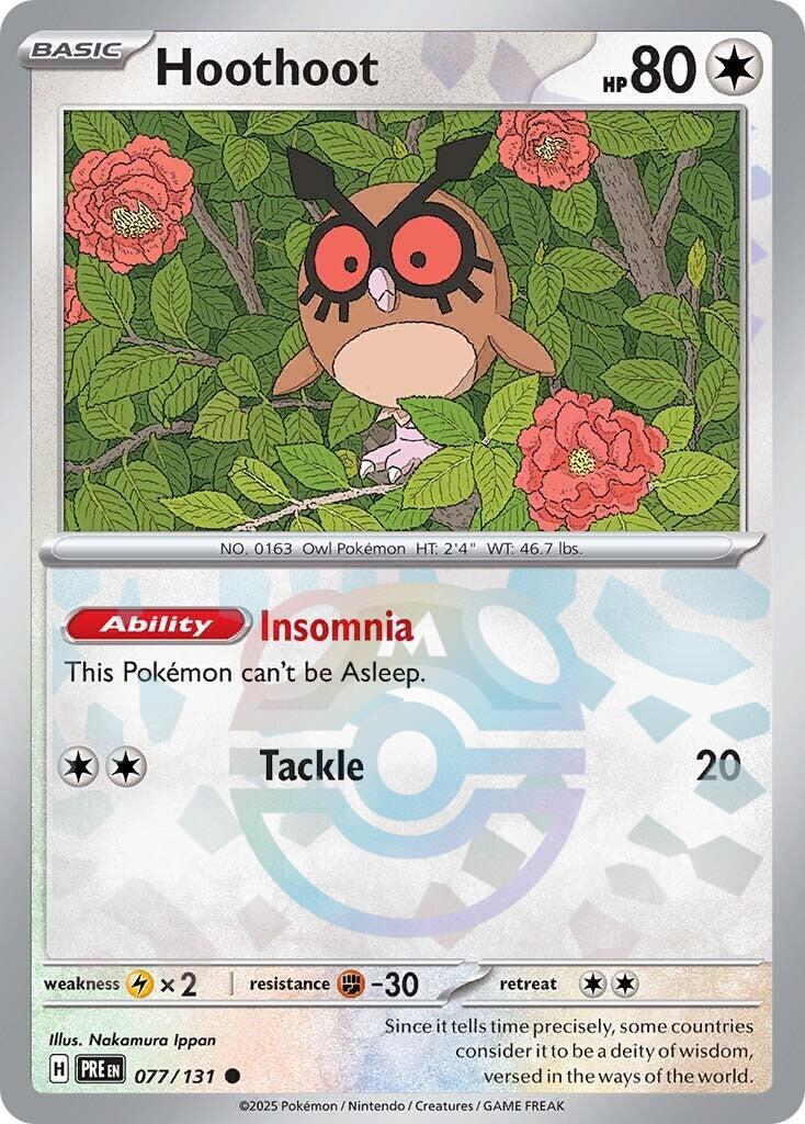 Hoothoot (077/131) (Master Ball Pattern) [Scarlet & Violet: Prismatic Evolutions] | Card Merchant Takapuna