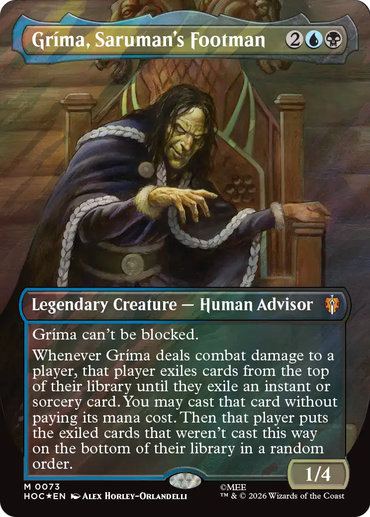 Grima, Saruman's Footman (Borderless) (Surge Foil) [The Hobbit: Eternal-Legal] | Card Merchant Takapuna