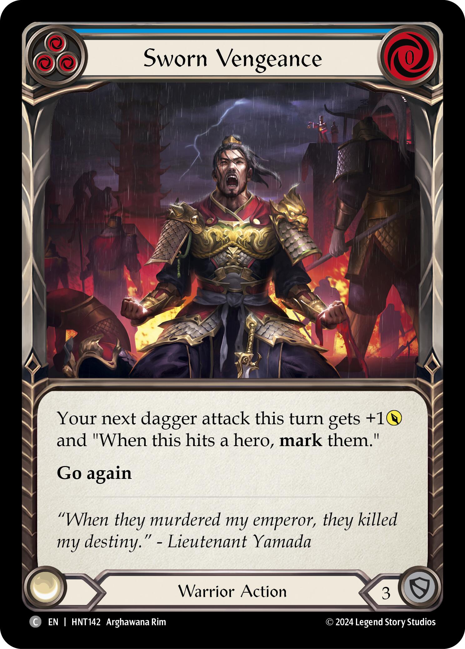 Sworn Vengeance (Blue) [HNT142] (The Hunted)  Rainbow Foil | Card Merchant Takapuna