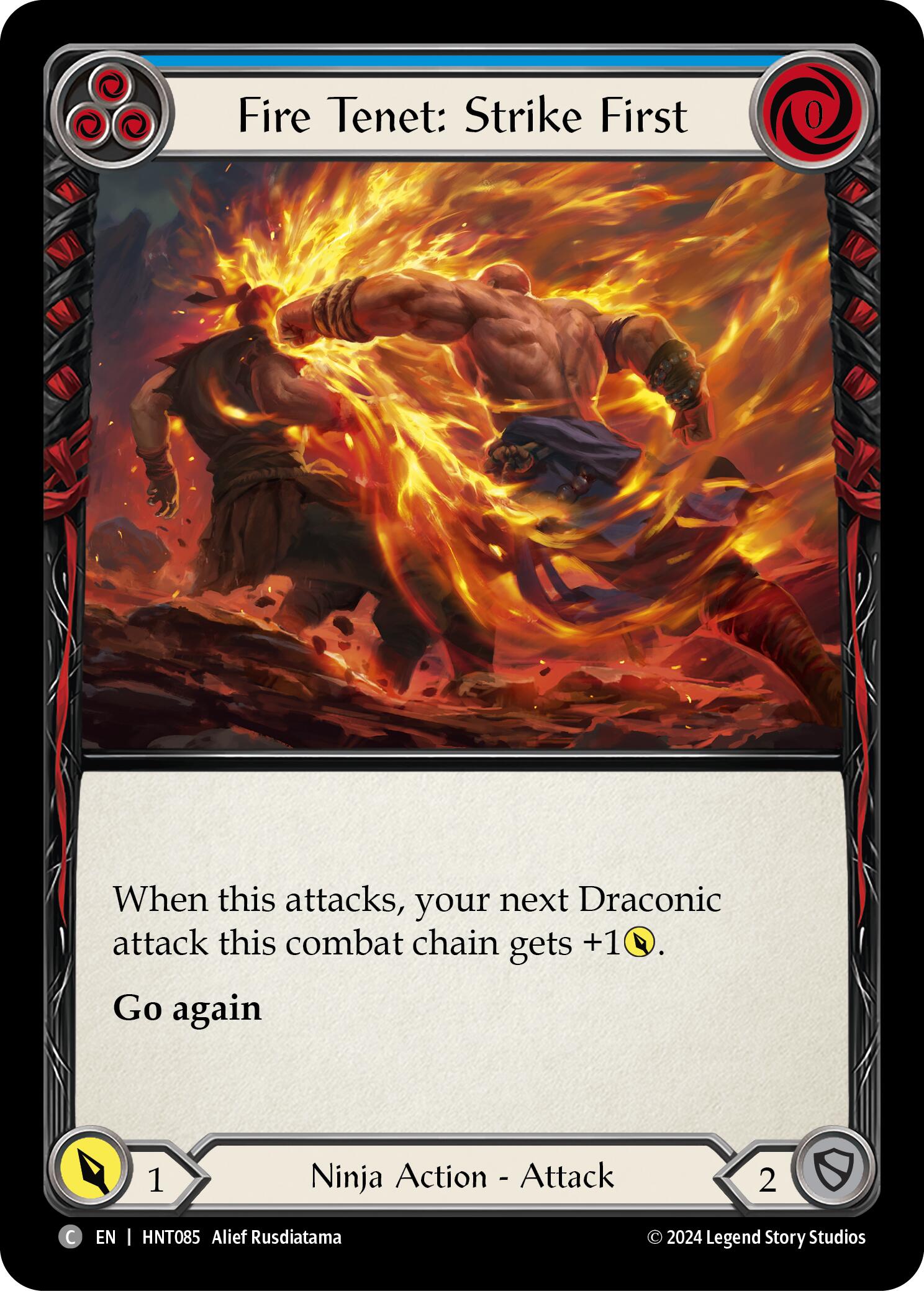 Fire Tenet: Strike First (Blue) [HNT085] (The Hunted)  Rainbow Foil | Card Merchant Takapuna