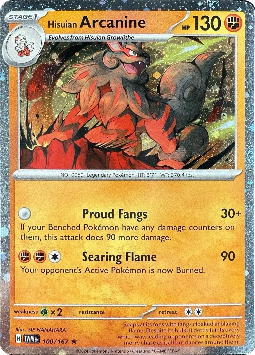Hisuian Arcanine (100/167) (Cosmos Holo) [Scarlet & Violet: Twilight Masquerade] | Card Merchant Takapuna