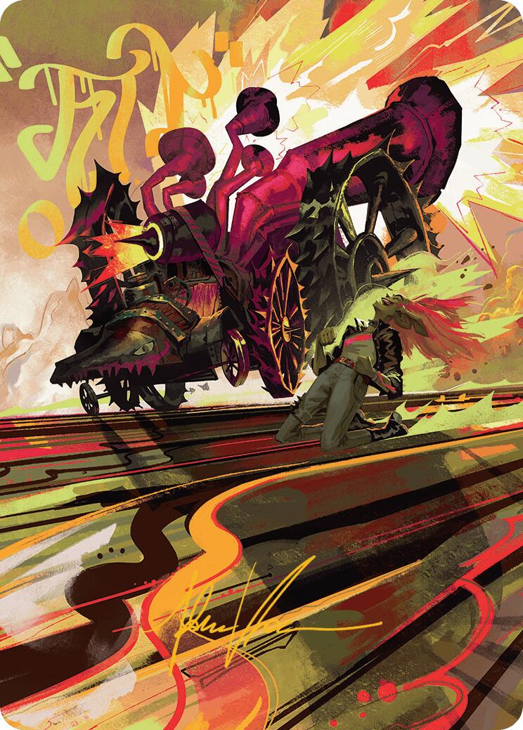 Rocketeer Boostbuggy Art Card (Gold-Stamped Signature) [Aetherdrift Art Series] | Card Merchant Takapuna