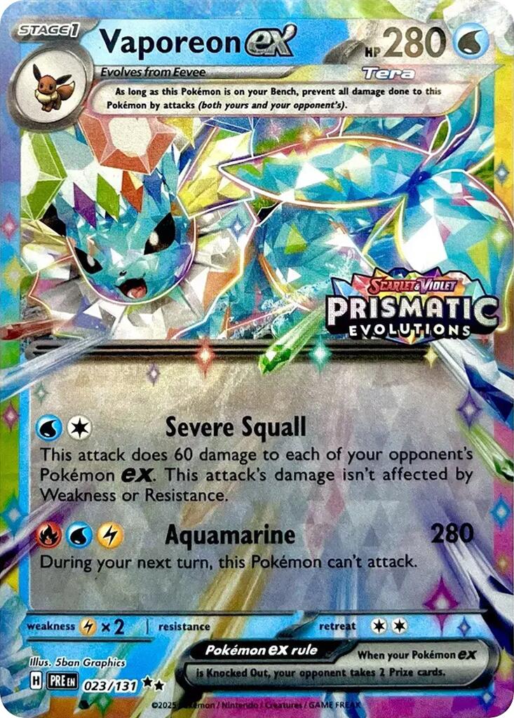 Vaporeon ex (023/131) (Prismatic Evolutions Stamp) [Scarlet & Violet: Prismatic Evolutions] | Card Merchant Takapuna
