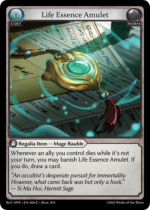 Life Essence Amulet (006) [Guo Jia Re: Collection, Heaven's Favored] | Card Merchant Takapuna
