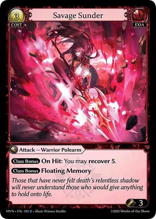 Savage Sunder (192) [Abyssal Heaven] | Card Merchant Takapuna