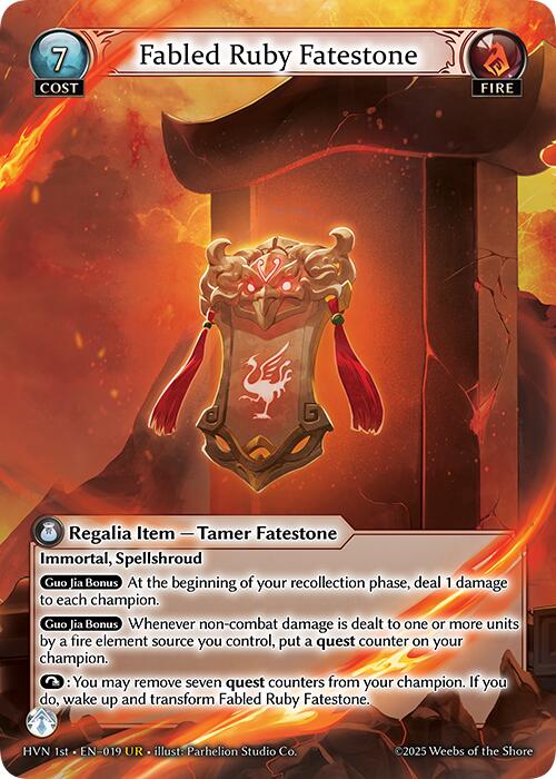 Fabled Ruby Fatestone // Suzaku, Vermillion Phoenix (019) [Abyssal Heaven] | Card Merchant Takapuna
