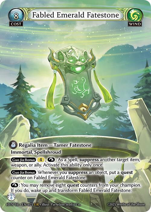 Fabled Emerald Fatestone // Byakko, White Tiger (025) [Abyssal Heaven] | Card Merchant Takapuna