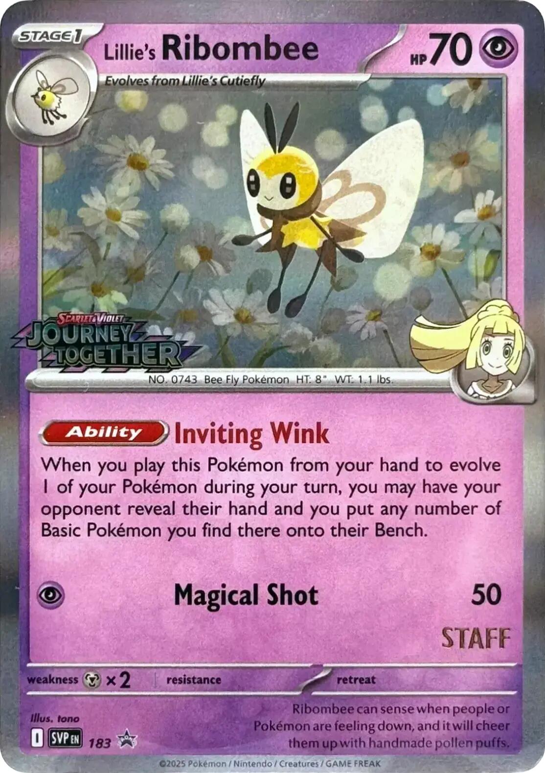 Lillie's Ribombee (183) (Prerelease Staff) [Scarlet & Violet: Black Star Promos] | Card Merchant Takapuna