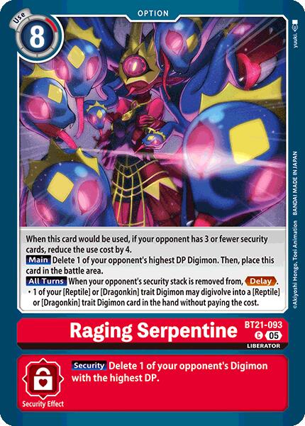 Raging Serpentine [BT21-093] [World Convergence] | Card Merchant Takapuna