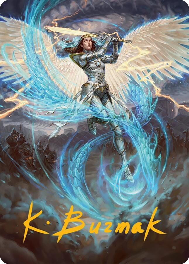 Elspeth, Storm Slayer Art Card (49/54) (Gold-Stamped Signature) [Tarkir: Dragonstorm Art Series] | Card Merchant Takapuna