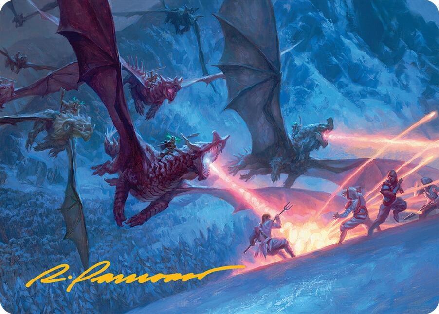 Dragonback Assault Art Card (22/54) (Gold-Stamped Signature) [Tarkir: Dragonstorm Art Series] | Card Merchant Takapuna