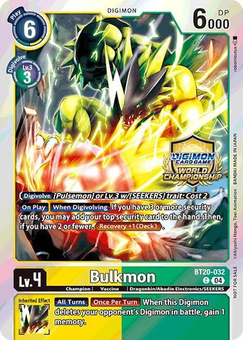 Bulkmon [BT20-032] (Regionals 25-26 Champion Card Set Season 1) [Release Special Booster Ver.2.5 Promos] | Card Merchant Takapuna