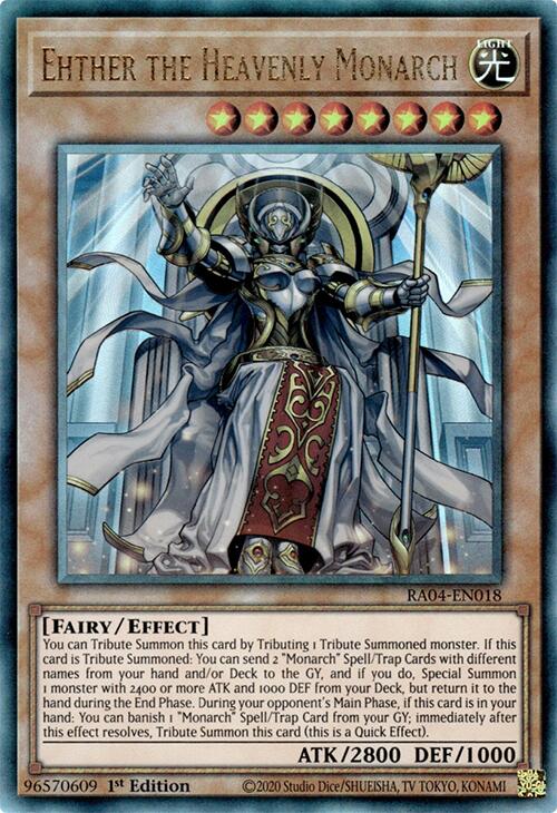 Ehther the Heavenly Monarch [RA04-EN018] Prismatic Ultimate Rare | Card Merchant Takapuna