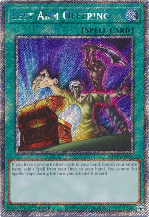 Left Arm Offering [RA04-EN086] Platinum Secret Rare | Card Merchant Takapuna