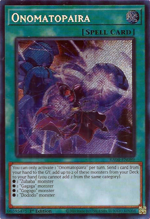 Onomatopaira [RA04-EN089] Secret Rare | Card Merchant Takapuna