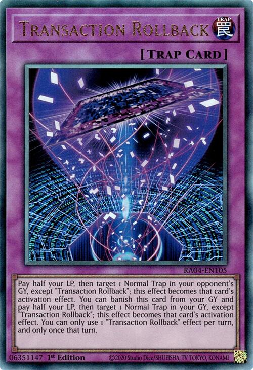 Transaction Rollback [RA04-EN105] Prismatic Ultimate Rare | Card Merchant Takapuna