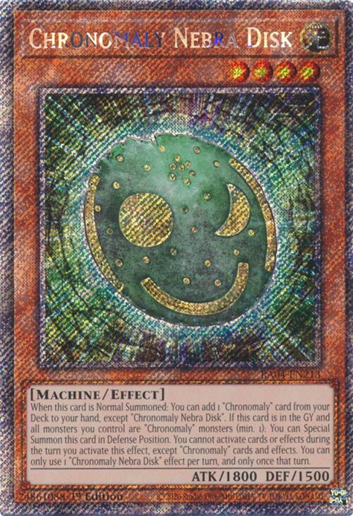 Chronomaly Nebra Disk [RA04-EN213] Platinum Secret Rare | Card Merchant Takapuna