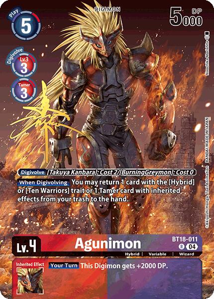 Agunimon [BT18-011] (Rare Pull) [World Convergence] | Card Merchant Takapuna