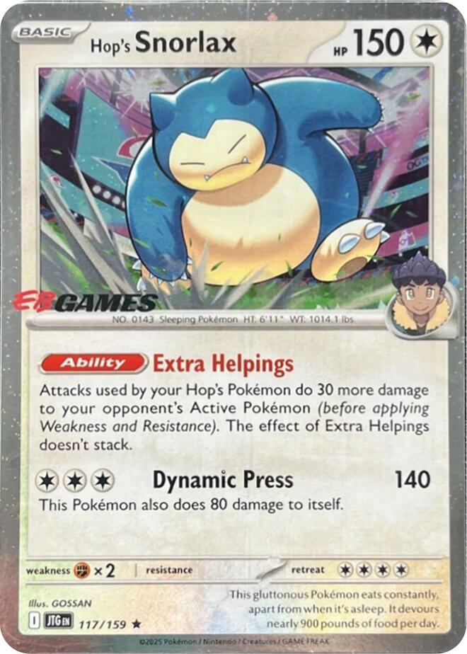 Hop's Snorlax (117/159) (EB Games) (Cosmos Holo) [Scarlet & Violet: Journey Together] | Card Merchant Takapuna