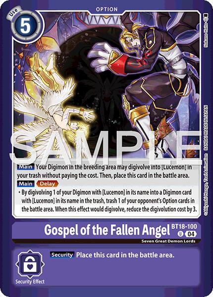 Gospel of the Fallen Angel [BT18-100] (Limited Card Pack -Billion Bullet-) [Limited Card Pack -Billion Bullet-] | Card Merchant Takapuna