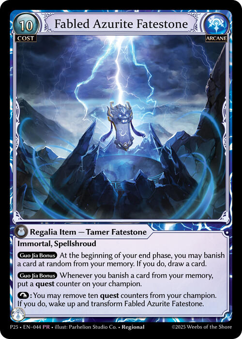 Fabled Azurite Fatestone // Seiryuu, Azure Dragon (044) [Promotional Cards] | Card Merchant Takapuna