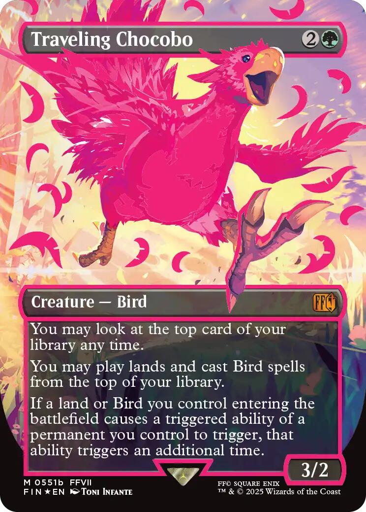 Traveling Chocobo (Borderless) (Neon Ink Pink) [FINAL FANTASY] | Card Merchant Takapuna