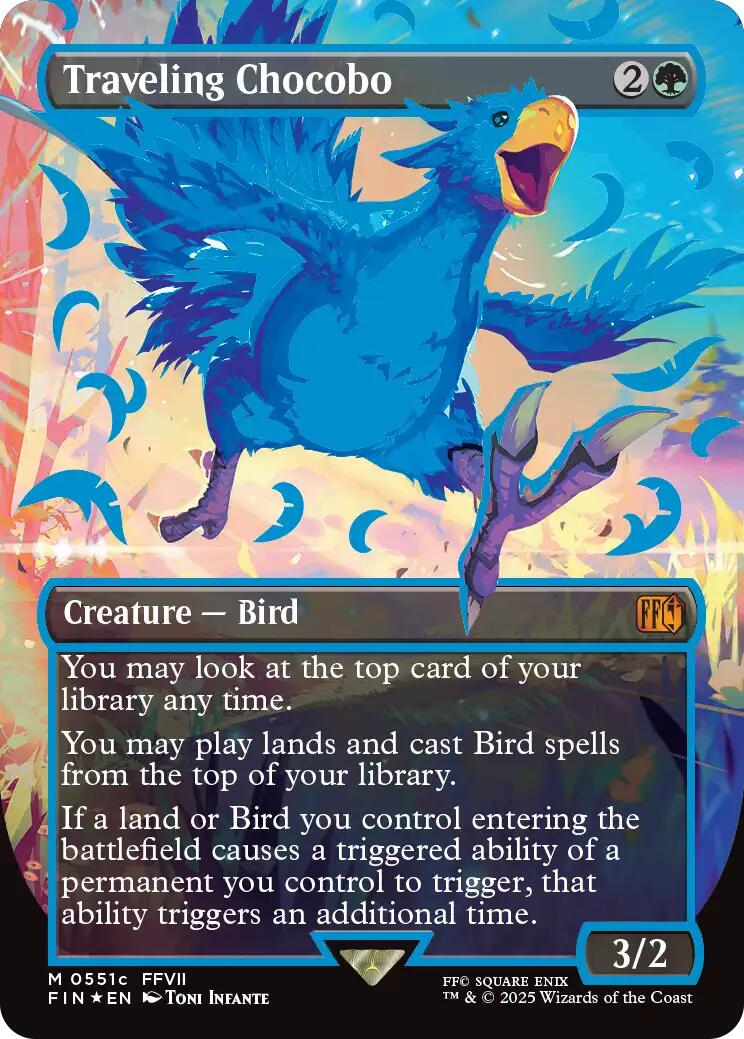 Traveling Chocobo (Borderless) (Neon Ink Blue) [FINAL FANTASY] | Card Merchant Takapuna