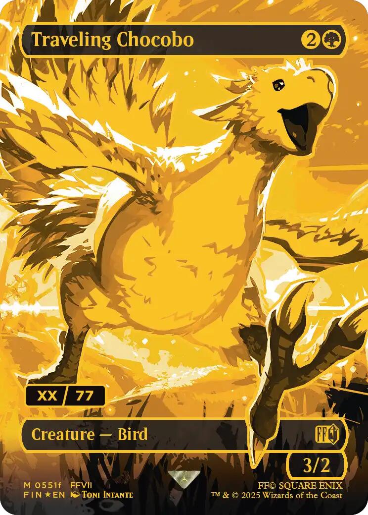 Traveling Chocobo (Borderless) (Serial Numbered) [FINAL FANTASY] | Card Merchant Takapuna