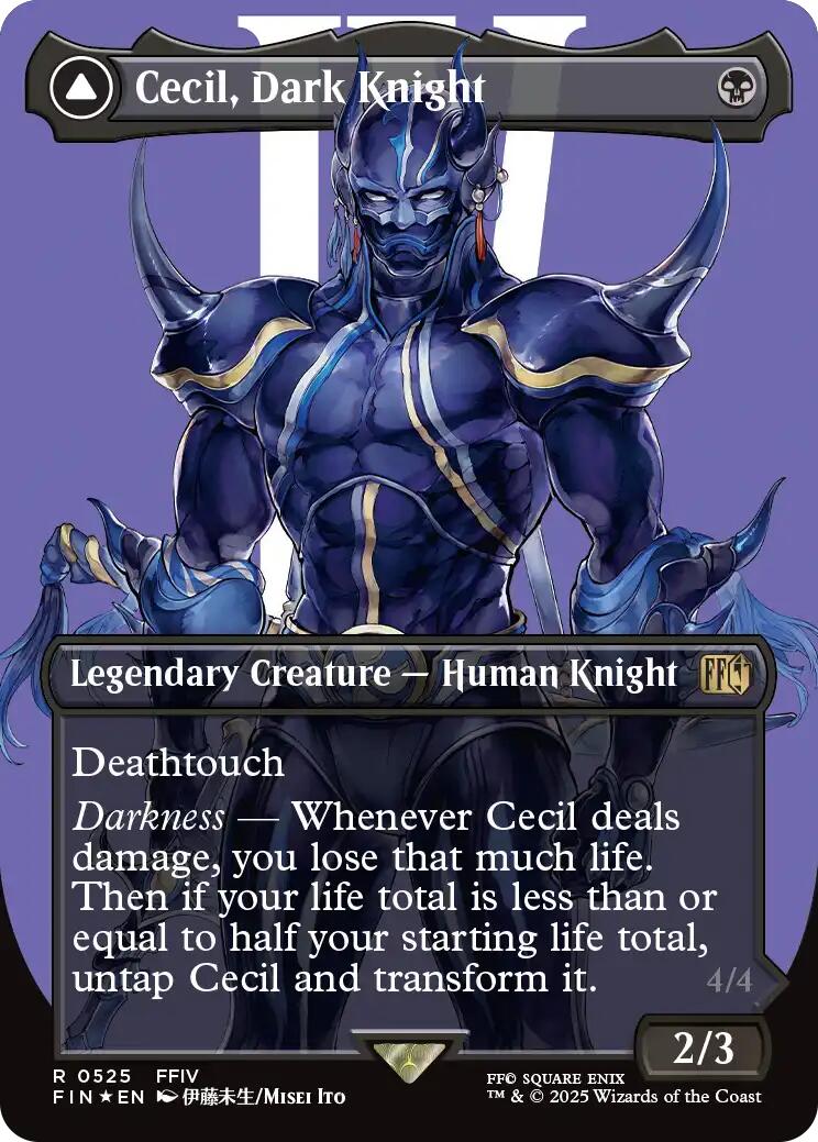 Cecil, Dark Knight // Cecil, Redeemed Paladin (Borderless) (Surge Foil) [FINAL FANTASY] | Card Merchant Takapuna