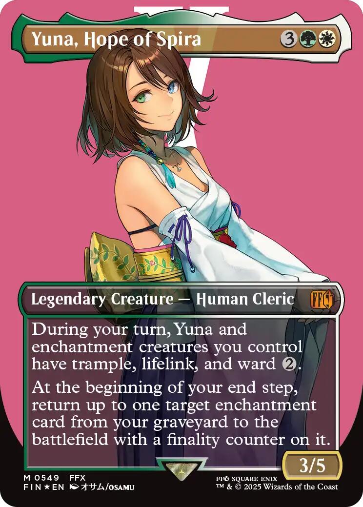 Yuna, Hope of Spira (Borderless) (Surge Foil) [FINAL FANTASY] | Card Merchant Takapuna
