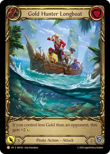 Gold Hunter Longboat (Treasure) [SEA163] (High Seas)  Cold Foil | Card Merchant Takapuna