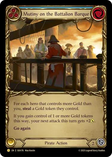 Mutiny on the Battalion Barque (Treasure) [SEA176] (High Seas)  Cold Foil | Card Merchant Takapuna