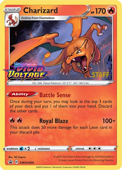 Charizard (SWSH066) (Staff Prerelease Promo) [Sword & Shield: Black Star Promos] | Card Merchant Takapuna