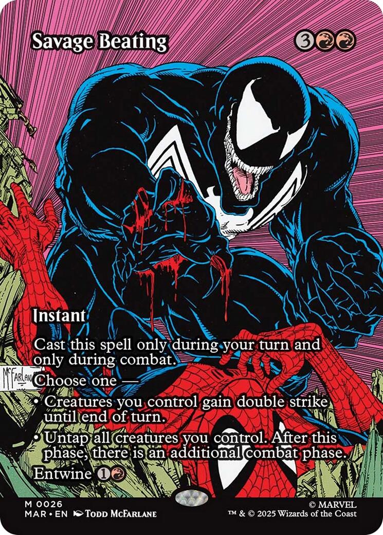 Savage Beating (Borderless) [Marvel's Spider-Man: Eternal-Legal] | Card Merchant Takapuna