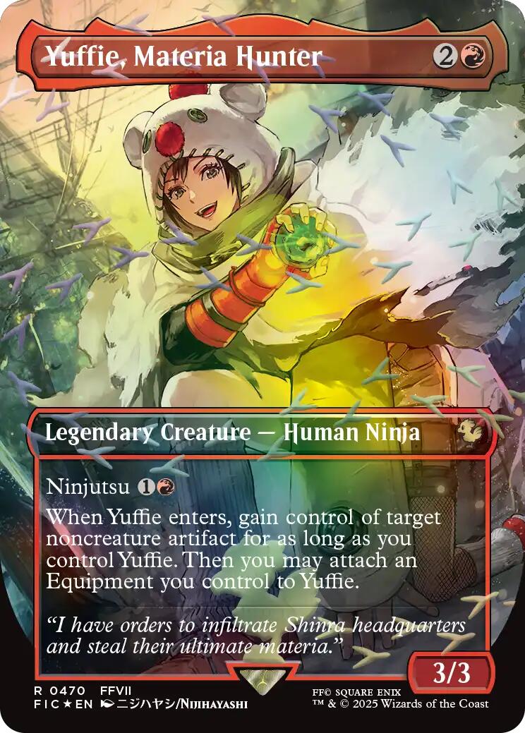 Yuffie, Materia Hunter (Borderless) (Chocobo Track Foil) [FINAL FANTASY Commander] | Card Merchant Takapuna