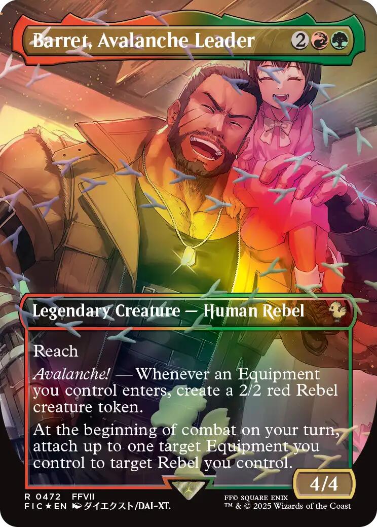 Barret, Avalanche Leader (Borderless) (Chocobo Track Foil) [FINAL FANTASY Commander] | Card Merchant Takapuna