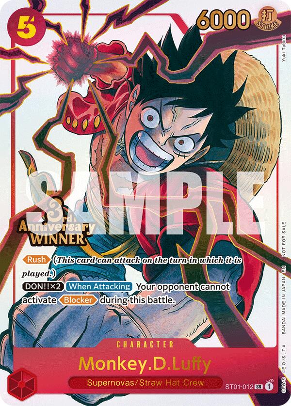 Monkey.D.Luffy (ST01-012) (3rd Anniversary Winner) [One Piece Promotion Cards] | Card Merchant Takapuna