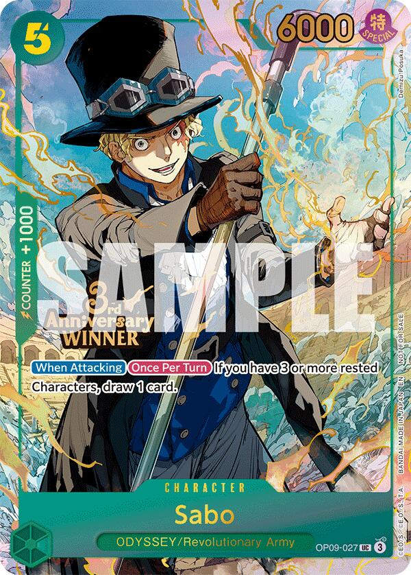 Sabo (OP09-027) (3rd Anniversary Winner) [One Piece Promotion Cards] | Card Merchant Takapuna
