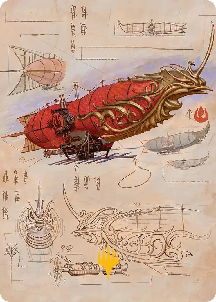 Phoenix Fleet Airship Art Card (Gold-Stamped Planeswalker Symbol) [Avatar: The Last Airbender Art Series] | Card Merchant Takapuna