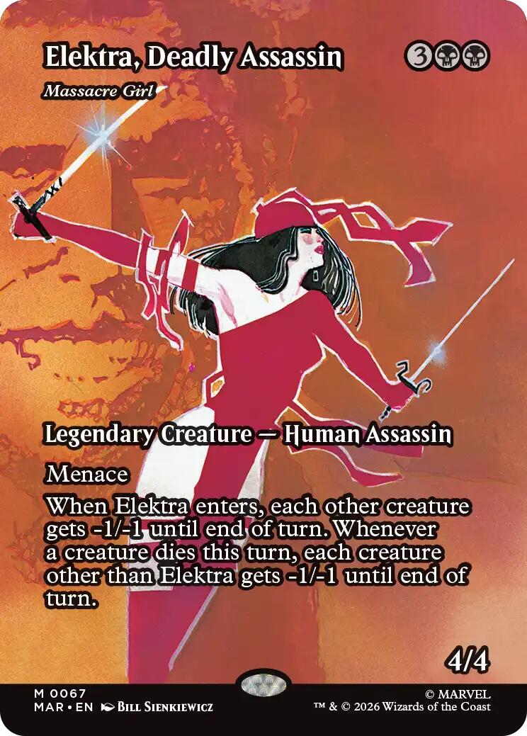 Elektra, Deadly Assassin - Massacre Girl (Borderless) [Marvel Universe: Eternal-Legal] | Card Merchant Takapuna