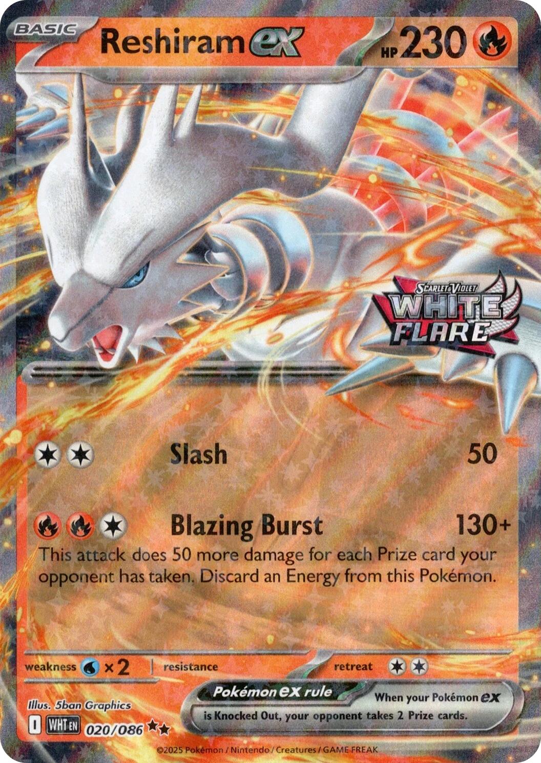Reshiram ex (020/086) (White Flare Stamped) [Miscellaneous Cards] | Card Merchant Takapuna