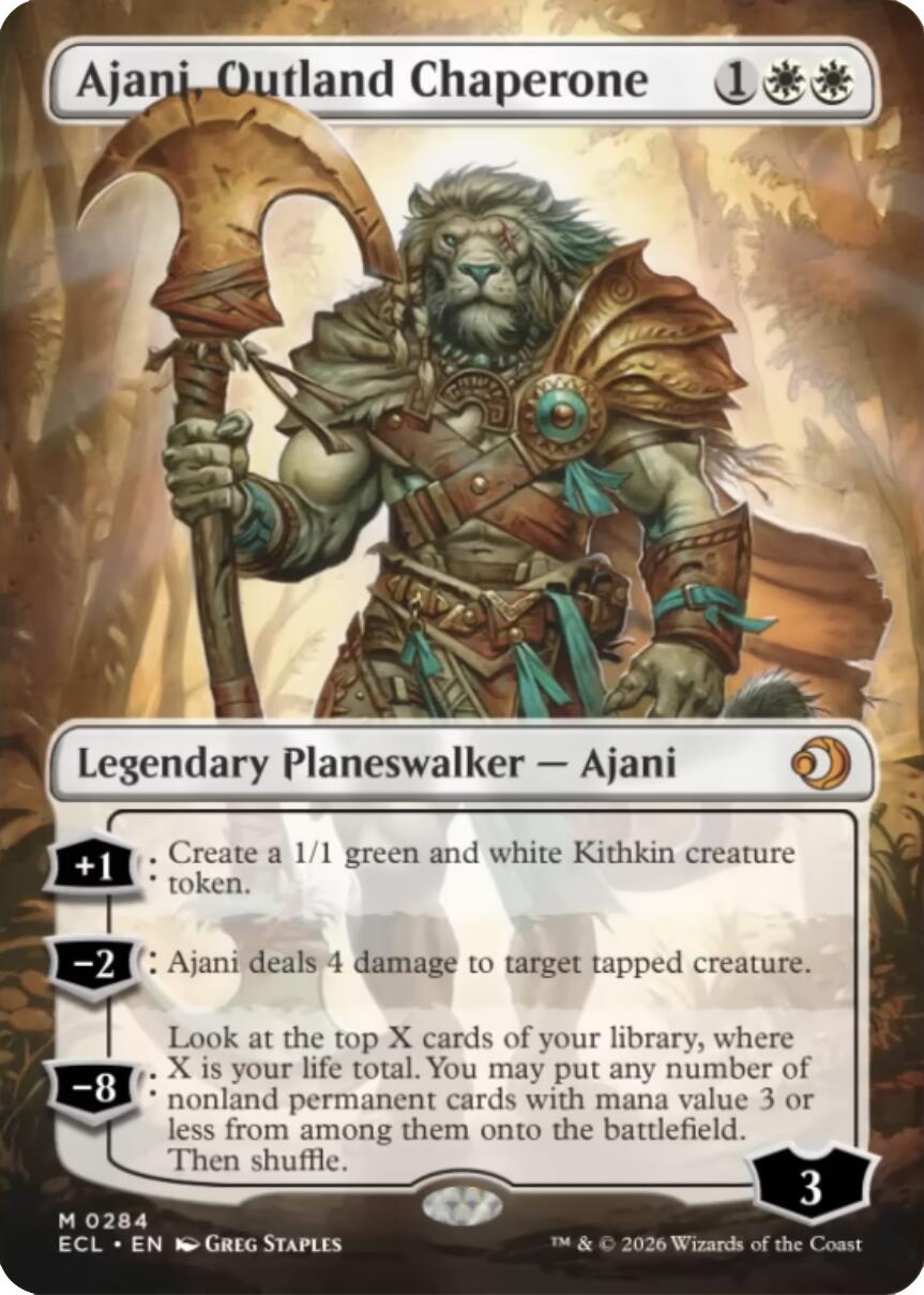 Ajani, Outland Chaperone (Borderless) [Lorwyn Eclipsed] | Card Merchant Takapuna