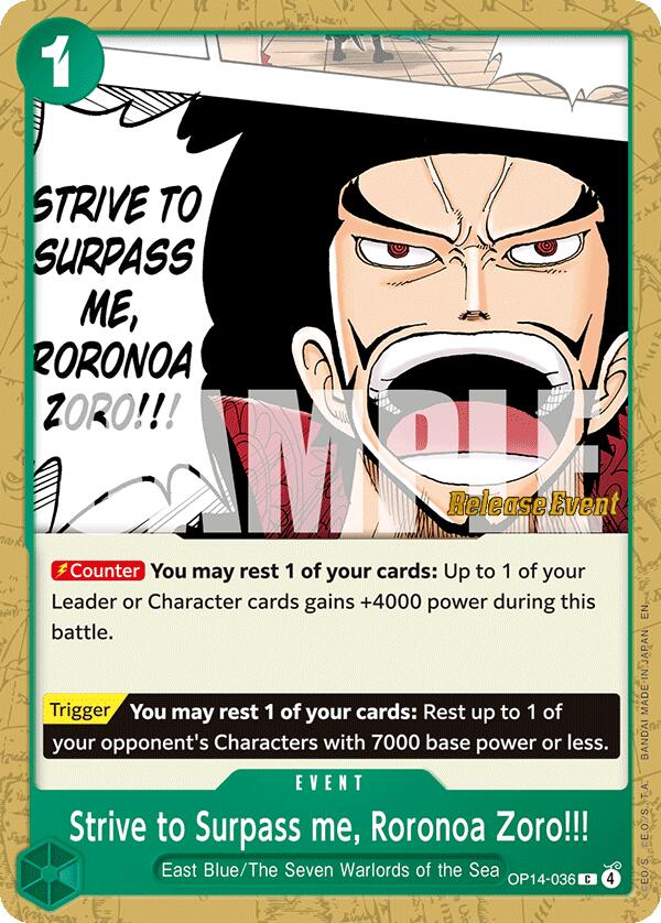 Strive to Surpass me, Roronoa Zoro!!! [The Azure Sea's Seven Release Event Cards] | Card Merchant Takapuna
