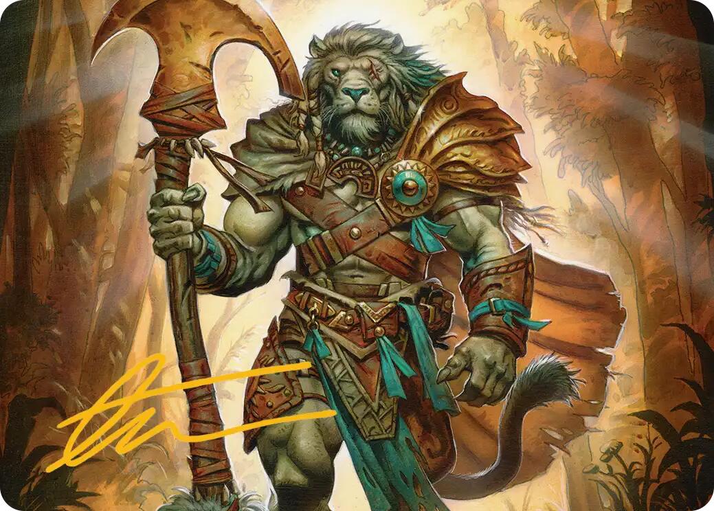Ajani, Outland Chaperone Art Card (Gold-Stamped Signature) [Lorwyn Eclipsed Art Series] | Card Merchant Takapuna