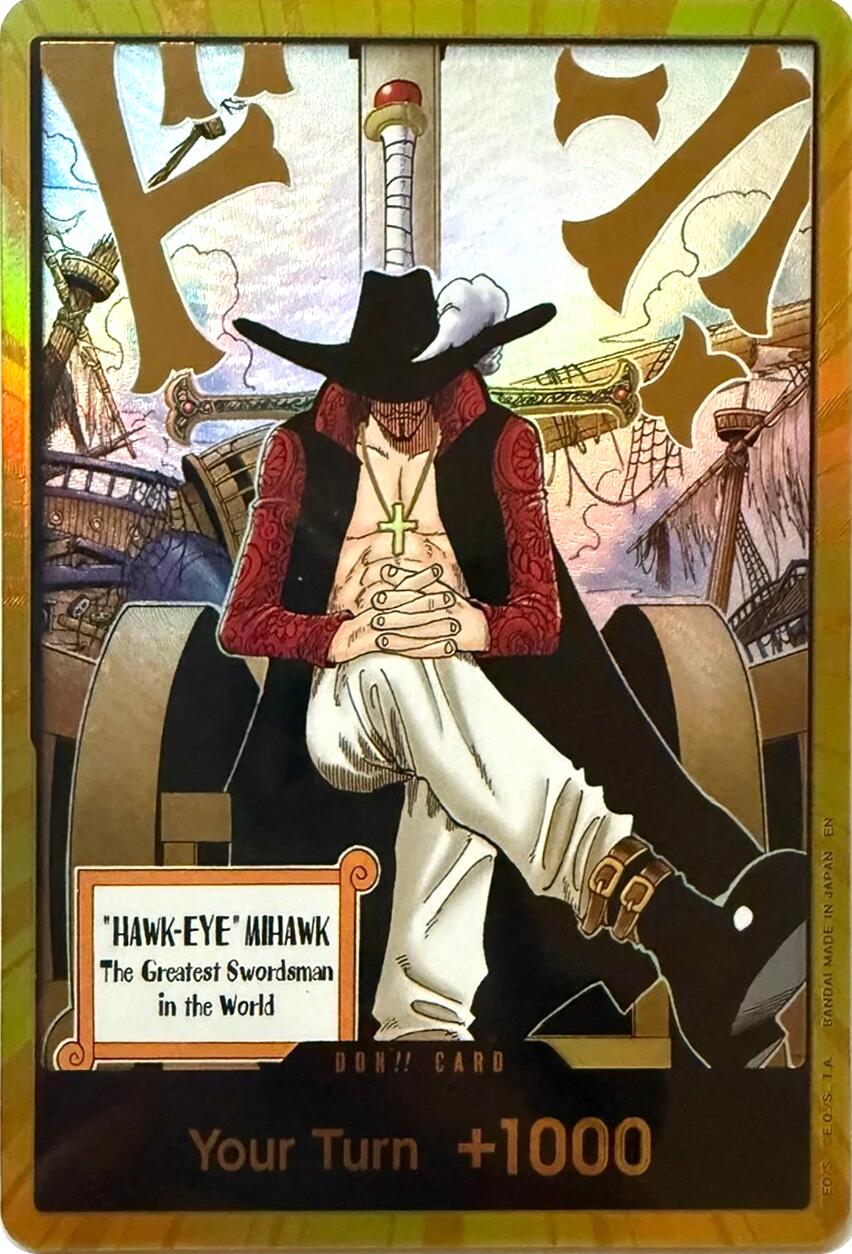 DON!! Card (Dracule Mihawk) (Gold) [The Azure Sea's Seven] | Card Merchant Takapuna