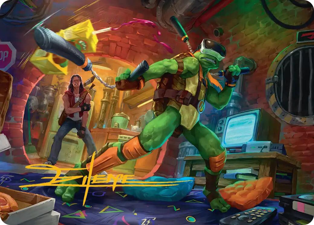 Michelangelo, Game Master Art Card (Gold-Stamped Signature) [Teenage Mutant Ninja Turtles Art Series] | Card Merchant Takapuna
