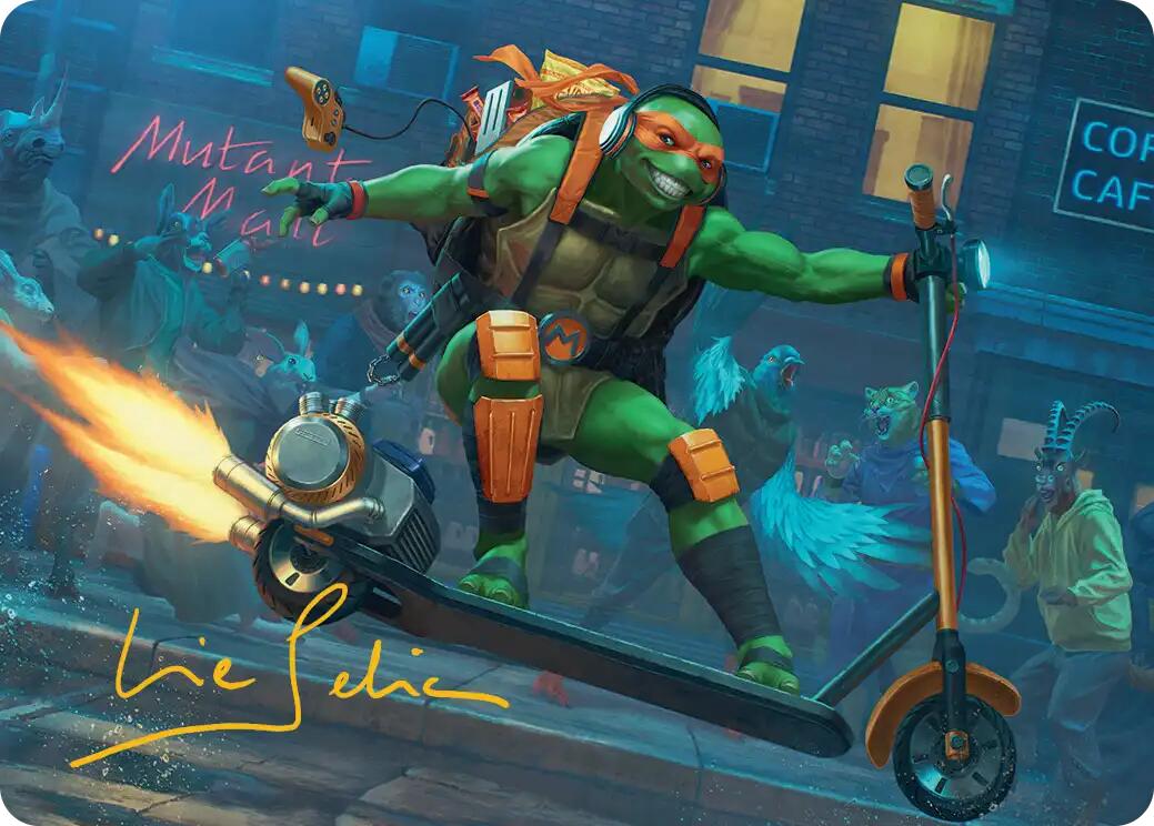 Michelangelo, On the Scene Art Card (Gold-Stamped Signature) [Teenage Mutant Ninja Turtles Art Series] | Card Merchant Takapuna