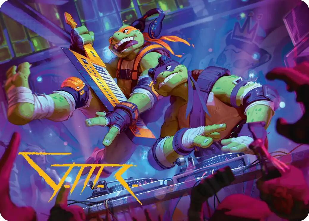 Mikey & Don, Party Planners Art Card (Gold-Stamped Signature) [Teenage Mutant Ninja Turtles Art Series] | Card Merchant Takapuna