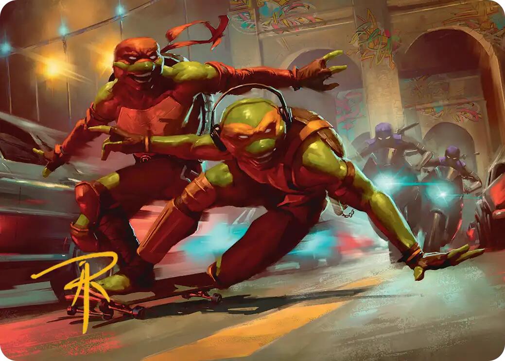 Raph & Mikey, Troublemakers Art Card (Gold-Stamped Signature) [Teenage Mutant Ninja Turtles Art Series] | Card Merchant Takapuna